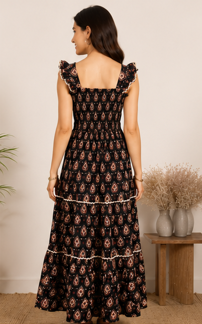 Boho Paisley Tiered Maxi Dress