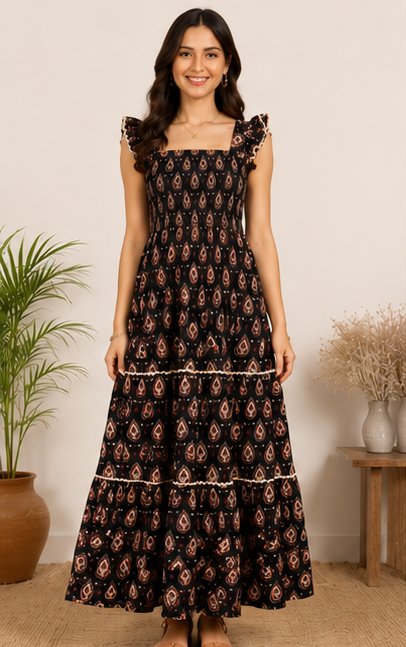 Boho Paisley Tiered Maxi Dress