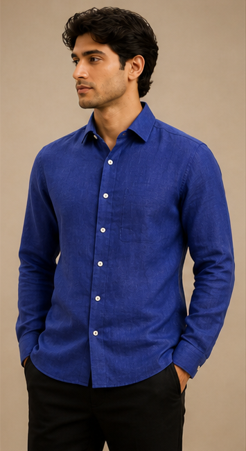 Cotton Blue Casual Shirts for Mens