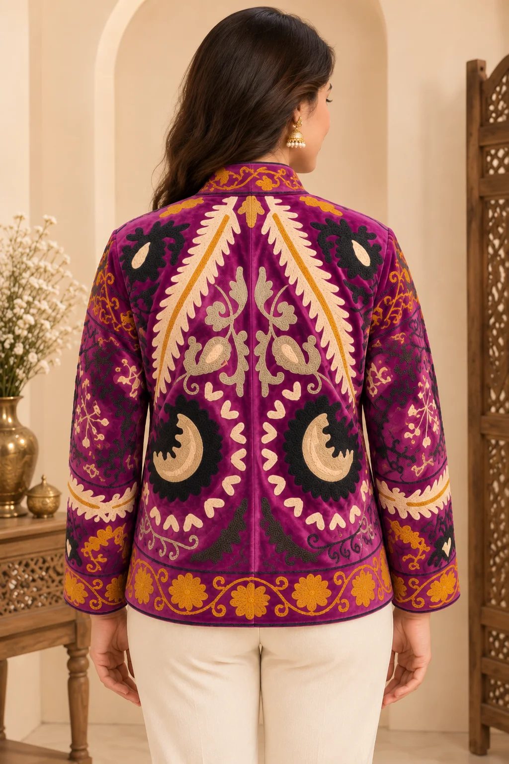 Women’s Purple Embroidered Floral Jacket