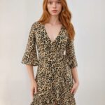 Leopard Print V-Neck Wrap Mini Dress – Women’s Stylish Party Wear