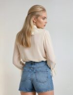 Women’s Cream Ruffle Neck Long Sleeve Blouse – Elegant Casual Top - Image 2