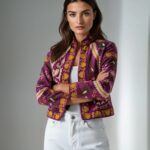 Women’s Hand-Embroidered Purple Short Jacket – Boho Ethnic Style