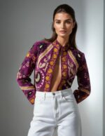 Women’s Hand-Embroidered Purple Short Jacket – Boho Ethnic Style - Image 2