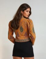 Handcrafted Embroidered Kashmiri Style Jacket – Mustard Multicolor - Image 2