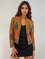Handcrafted Embroidered Kashmiri Style Jacket – Mustard Multicolor