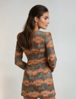 Green Abstract Floral Long Sleeve Dress – Women’s Casual Wear - Image 2