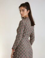 Grey & Red Floral Print Midi Dress with Tassels - Image 2